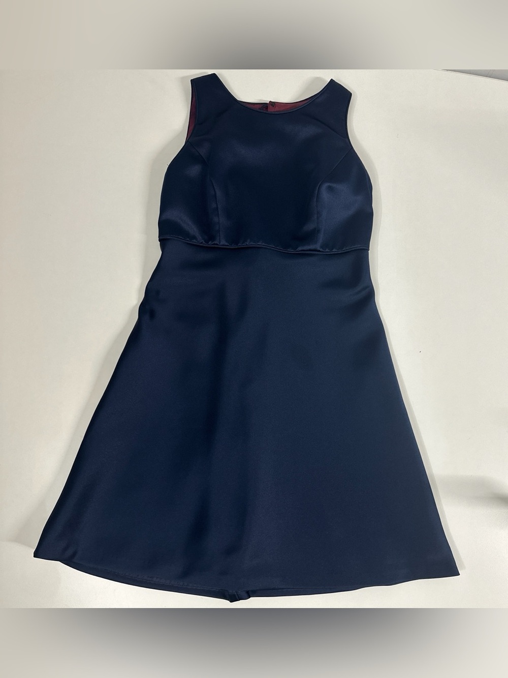 Donna Ricco New York Petite Size 2 Navy Satin Fit & Flare Bow Dress
